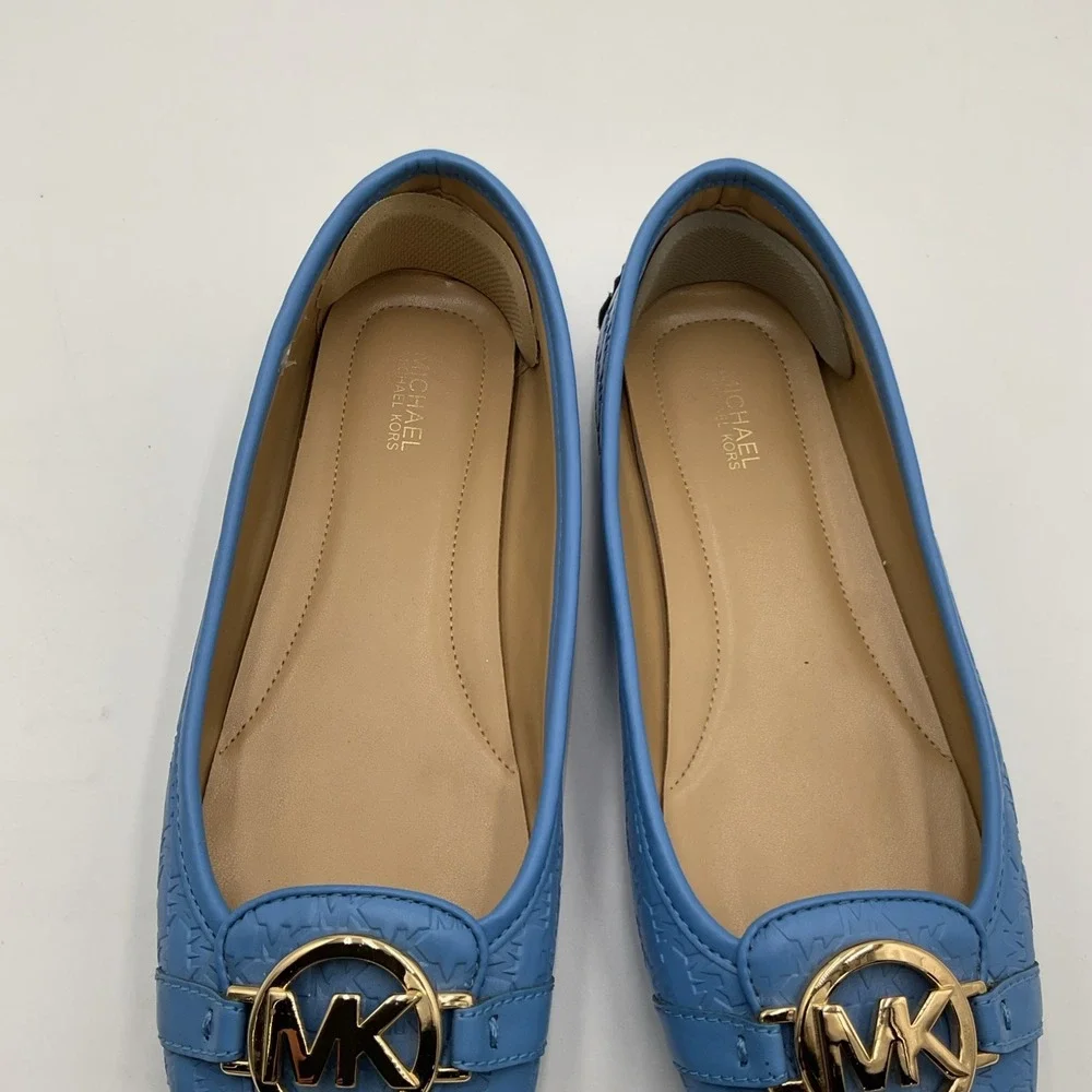 Michael Kors Fulton Shoes Blue with Gold Size 8.5 Pre Owned